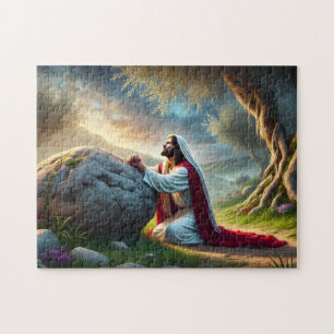 Jesus Christ Gethsemane Prayer Christian Garden Jigsaw Puzzle