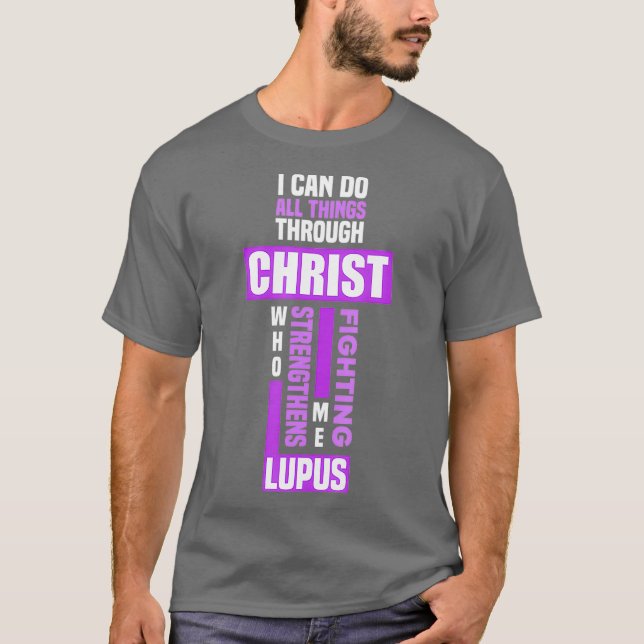 Jesus Christ God Lupus Warrior Lupus Fighter T-Shirt (Front)