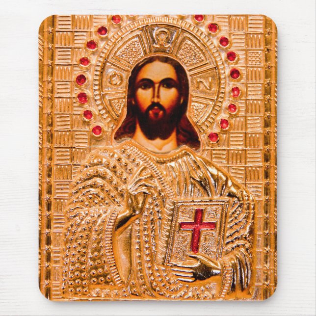 Jesus christ golden icon mouse pad (Front)