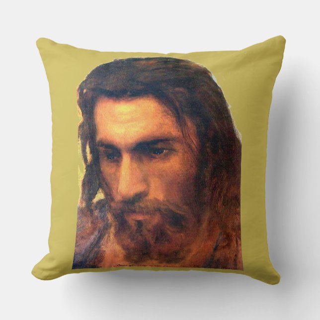 Jesus Christ head study before 1872 by I. Kramskoi Cushion (Front)