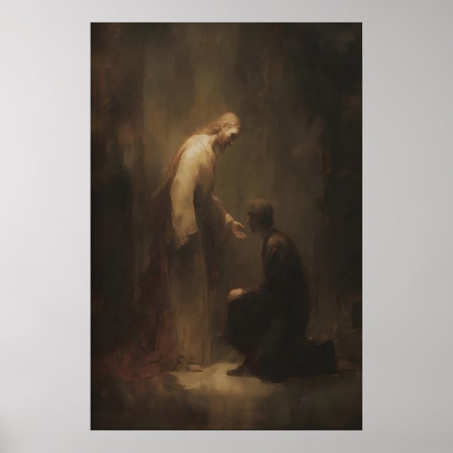 Jesus Christ Healing A Man, Christian Wall Art (Front)