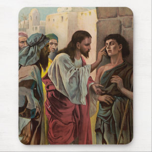 Jesus Christ healing the blind man Mouse Pad