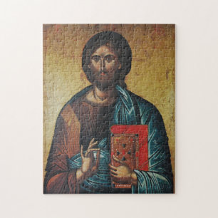 Jesus Christ Holding the Gospels Orthodox Icon     Jigsaw Puzzle