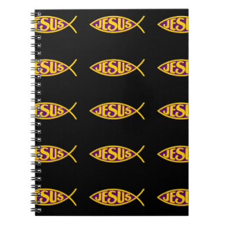 JESUS CHRIST ICHTHYS FISH SALVATION PURPLE GOLD SPIRAL NOTEBOOK
