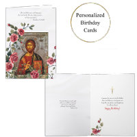 Jesus Christ Icon Red Roses Vine Orthodox Birthday