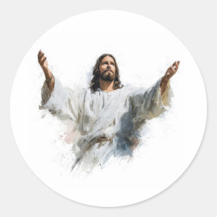 Jesus Christ Image Christian Modern Religious Art Classic Round Sticker