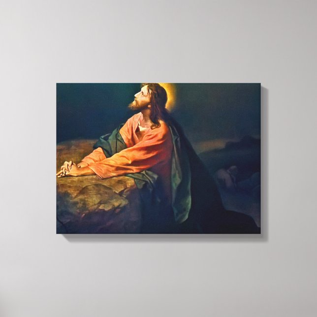 Jesus Christ In Gethsemane Canvas Print (Front)