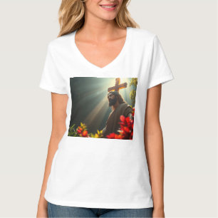 Jesus Christ in the Garden Women's V-neck Tee