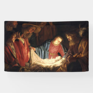 Jesus Christ is Born on Christmas Banner