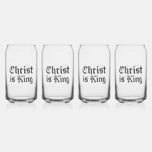 Jesus Christ Is King Gothic Blackletter Grunge Art Can Glass