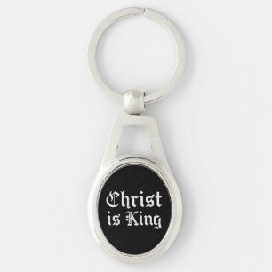 Jesus Christ is King - gothic grunge eroded style Key Ring