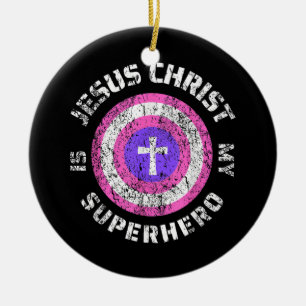 Jesus Christ Is My Superhero Jesus Ceramic Tree Decoration
