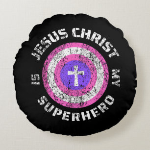 Jesus Christ Is My Superhero Jesus Round Cushion