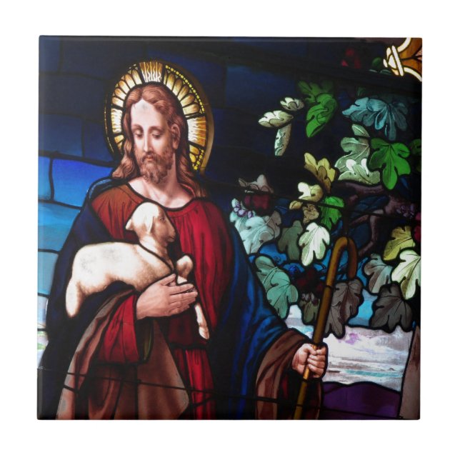 Jesus Christ Lamb Design Glass Art Destiny Tile (Front)