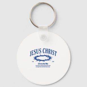 Jesus Christ Lives In Me Crown Of Thorn Bible Fait Key Ring