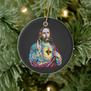 Jesus Christ Lord Saviour abstract original art Ceramic Tree Decoration