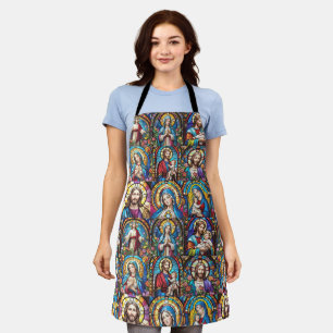 Jesus Christ Mary & Joseph Christian Stained Glass Apron