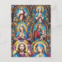 Jesus Christ Mary & Joseph Christian Stained Glass