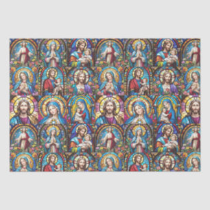 Jesus Christ Mary & Joseph Christian Stained Glass Tissue Paper