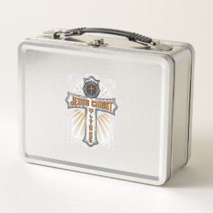 Jesus Christ My Living Hope Vintage Cross Metal Lunch Box
