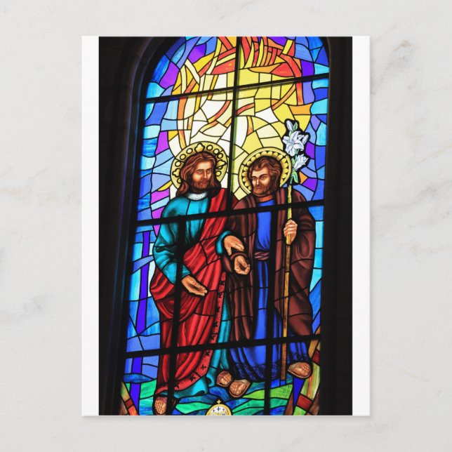 Jesus Christ my shepherd stained glass window Postcard (Front)