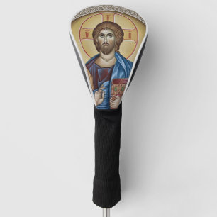 Jesus Christ Orthodox Icon Gray Ornate Frame Golf Head Cover