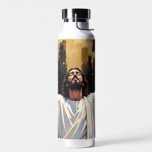 Jesus Christ Our Saviour Black and Gold Water Bottle