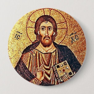 Jesus Christ Pantocrator 10 Cm Round Badge