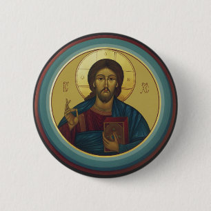 Jesus Christ Pantocrator 6 Cm Round Badge
