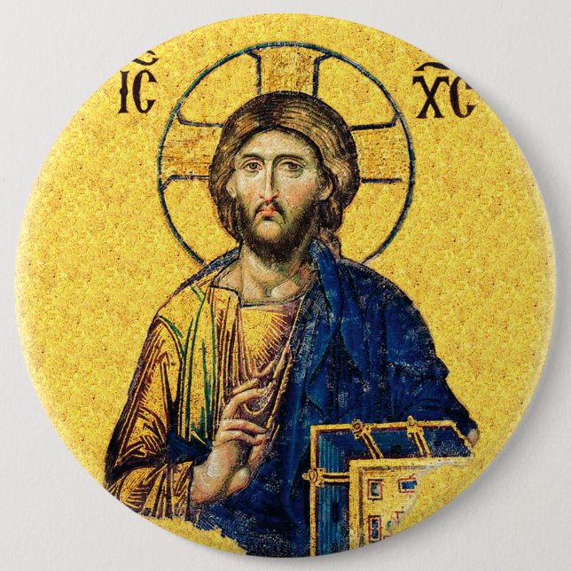 Jesus Christ Pantocrator 6 Cm Round Badge (Front)