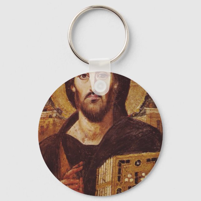 Jesus Christ Pantocrator Christian Icon Key Ring (Front)