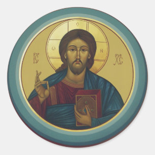 Jesus Christ Pantocrator Classic Round Sticker