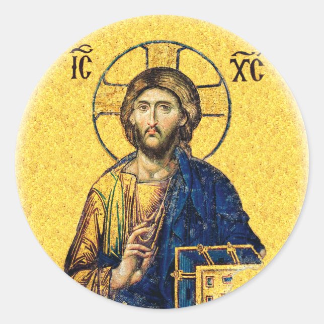 Jesus Christ Pantocrator Classic Round Sticker (Front)