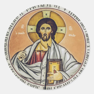 Jesus Christ Pantocrator  dome of the Church Classic Round Sticker