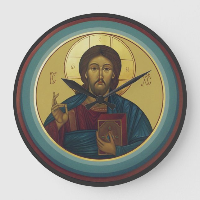 Jesus Christ Pantocrator  Large Clock (Front)