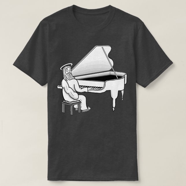 Jesus Christ playing the grand piano  T-Shirt (Design Front)