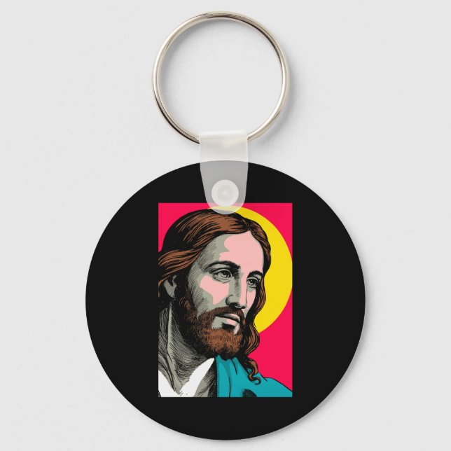 Jesus Christ Pop Art Religious Easter &amp; Christ Key Ring (Front)