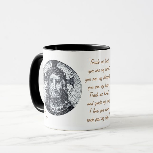 Jesus Christ & Prayer "Guide Me Lord" Coffee Tea Mug (Front Left)