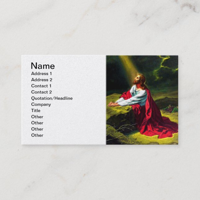 Jesus Christ Praying in the Garden of Gethsemane Business Card (Front)