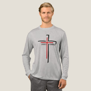 Jesus Christ Red and Black Cross Faith  Tri-Blend Shirt