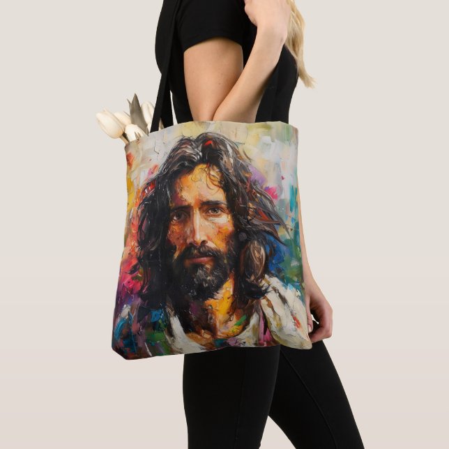 Jesus Christ Religion Colour Tote Bag (Close Up)