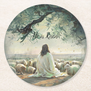 Jesus Christ Religious Easter Catholic Round Paper Coaster