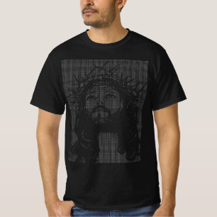 Jesus Christ Retro Nerd Techno Ascii Art 80s Gamer T-Shirt