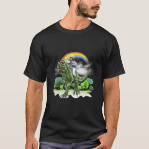 Jesus Christ Riding Dinosaur Rainbow T-Shirt