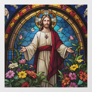Jesus Christ Sacred Heart Faux Stained Glass