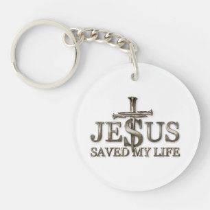 Jesus Christ Saved My Life Gift For Women Men Key Ring