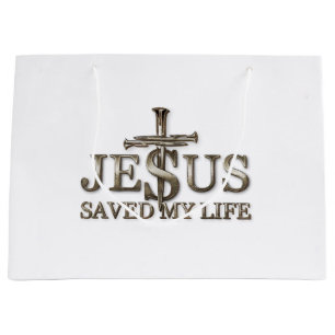 Jesus Christ Saved My Life Gift For Women Men Large Gift Bag