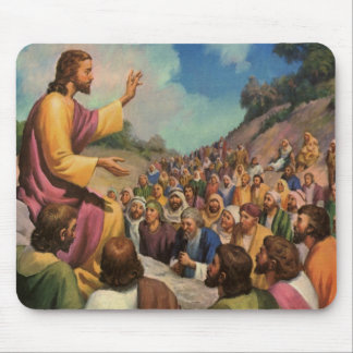 Jesus Christ Sermon on the Mount, Vintage Religion Mouse Pad