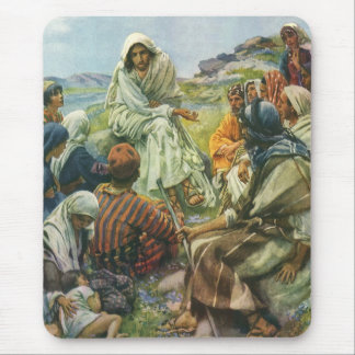 Jesus Christ Sermon on the Mount, Vintage Religion Mouse Pad
