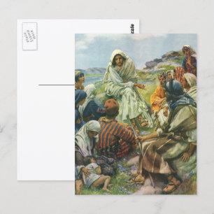 Jesus Christ Sermon on the Mount, Vintage Religion Postcard